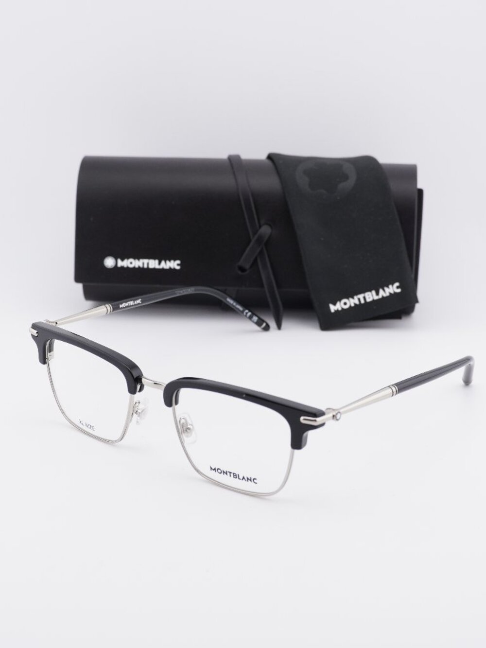 Montblanc MB0243O 001 Square Eyeglasses – Black/Silver 52mm